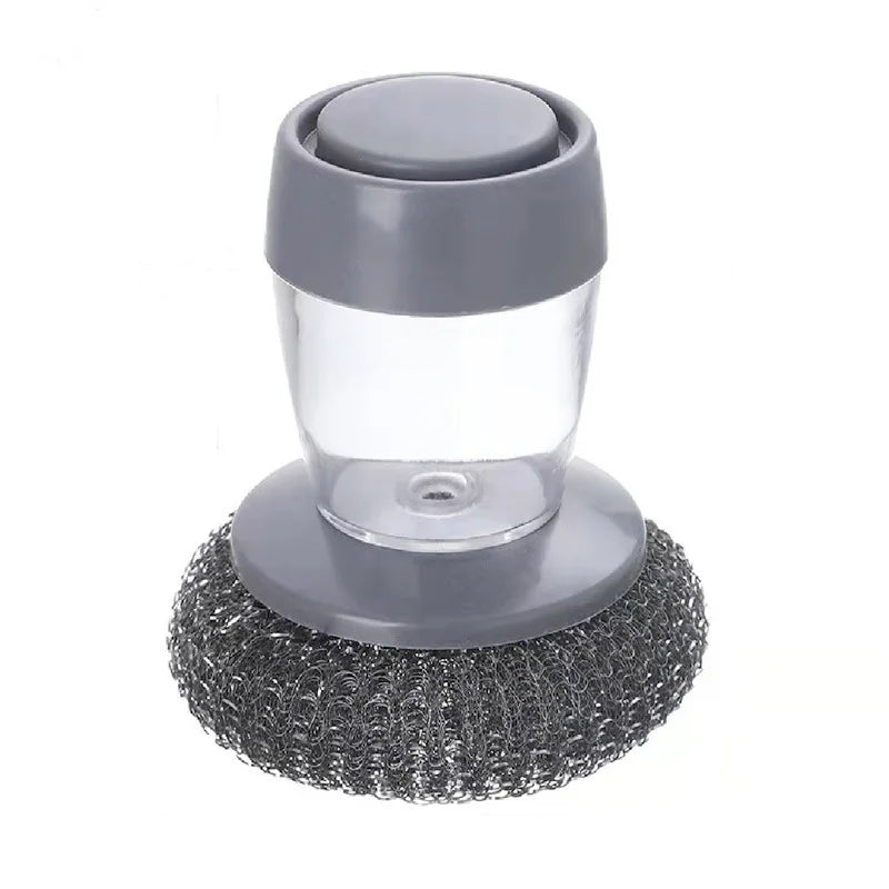 Brosse à Vaisselle avec Réservoir de Liquide – Pression Automatique, Tête Remplaçable